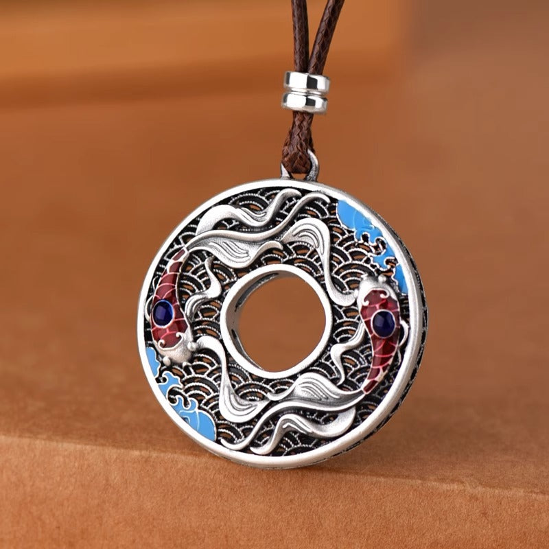 Cloisonné Peace Pendant - Pure Silver 999